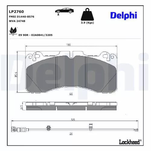 Remblokkenset, schijfrem DELPHI LP2760)