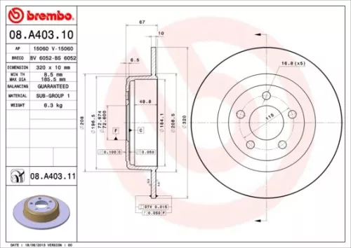 Remschijf BREMBO 08.A403.11)