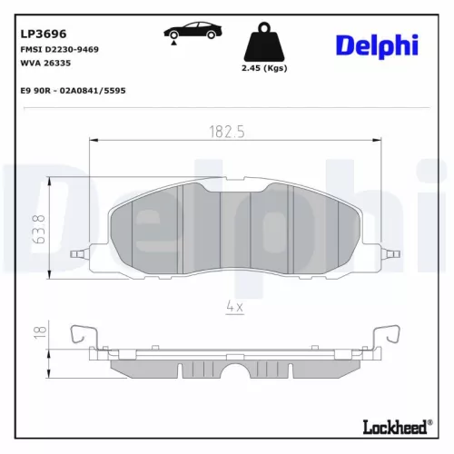 Remblokkenset, schijfrem DELPHI LP3696)