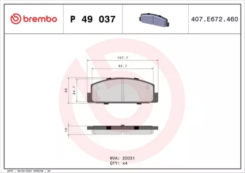 Remblokkenset, schijfrem BREMBO P 49 037)