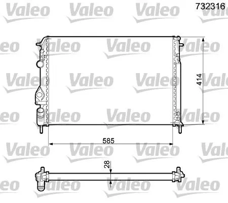 Radiator, engine cooling VALEO 732316)