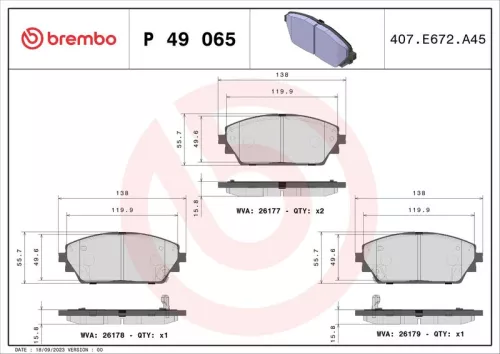 Remblokkenset, schijfrem BREMBO P 49 065)