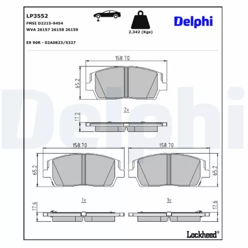 Remblokkenset, schijfrem DELPHI LP3552)