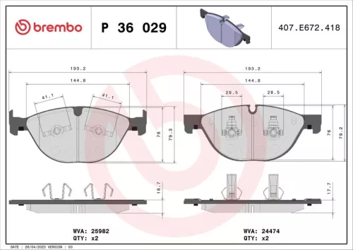 Remblokkenset, schijfrem BREMBO P 36 029)