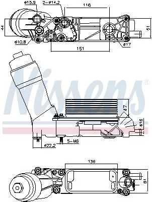 Oliekoeler, motorolie NISSENS 91335)