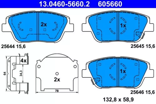 Brake Pad Set, disc brake ATE 13.0460-5660.2)