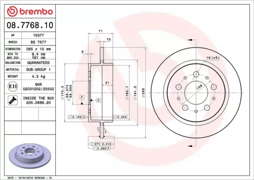 Remschijf BREMBO 08.7768.10)