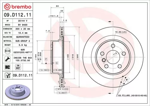 Remschijf BREMBO 09.D112.11)