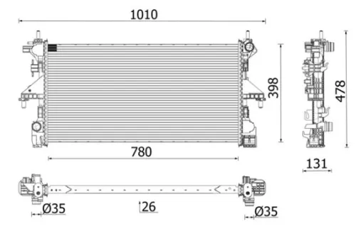 Radiator, engine cooling MAHLE CR 2631 000P)