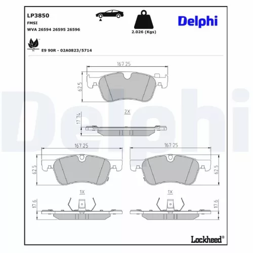 Brake Pad Set, disc brake DELPHI LP3850)