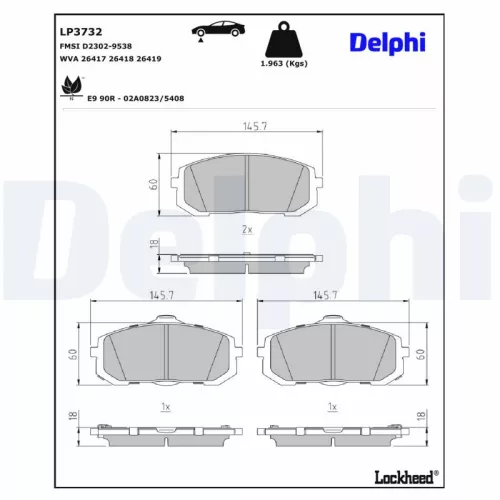 Remblokkenset, schijfrem DELPHI LP3732)