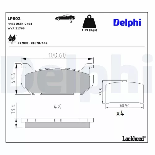 Remblokkenset, schijfrem DELPHI LP802)