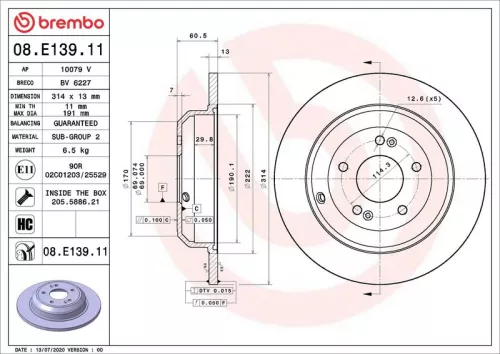 Remschijf BREMBO 08.E139.11)