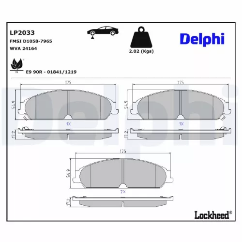 Remblokkenset, schijfrem DELPHI LP2033)