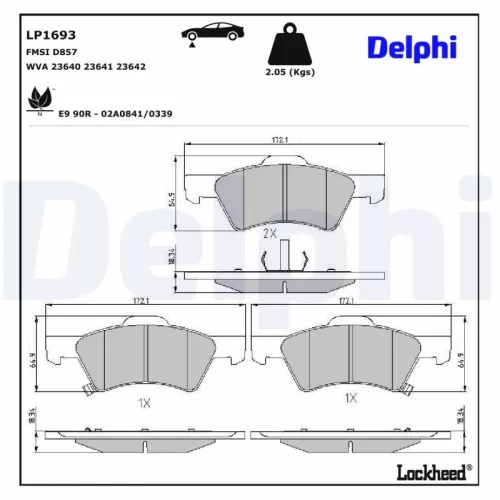 Brake Pad Set, disc brake DELPHI LP1693)