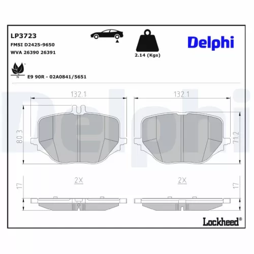 Remblokkenset, schijfrem DELPHI LP3723)