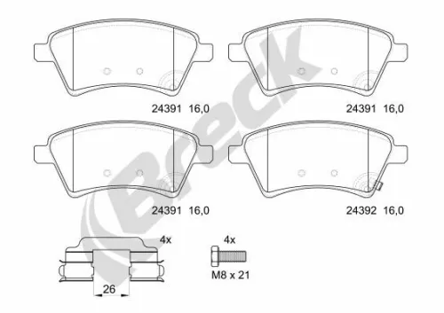 Brake Pad Set, disc brake BRECK 24391 00 701 00)