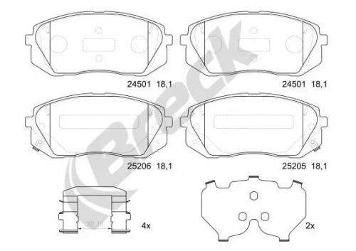 Brake Pad Set, disc brake BRECK 25205 00 701 10)