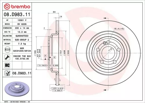 Remschijf BREMBO 08.D983.11)