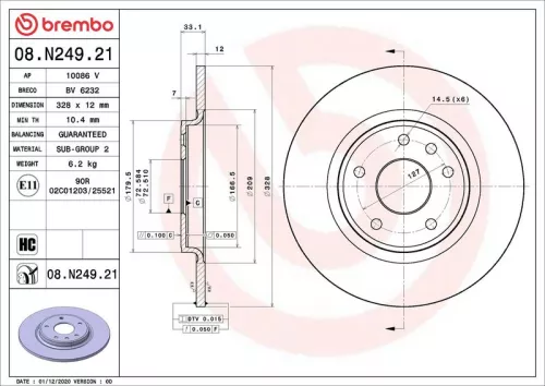 Remschijf BREMBO 08.N249.21)