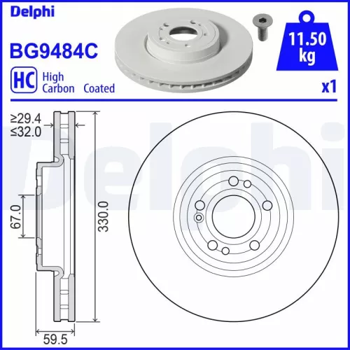 Remschijf DELPHI BG9484C)