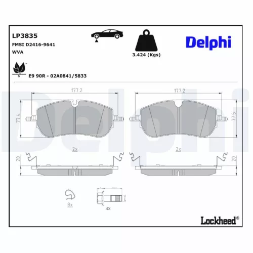 Remblokkenset, schijfrem DELPHI LP3835)