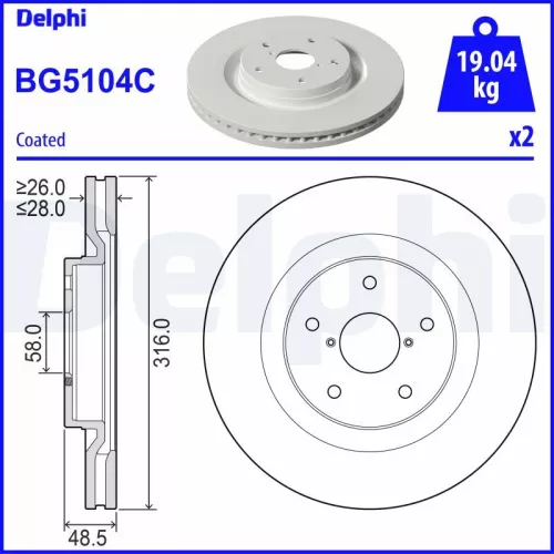 Remschijf DELPHI BG5104C)