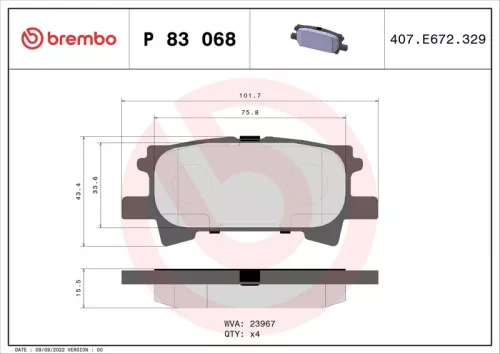 Remblokkenset, schijfrem BREMBO P 83 068)