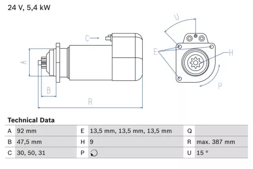 Starter BOSCH 0 986 011 570)