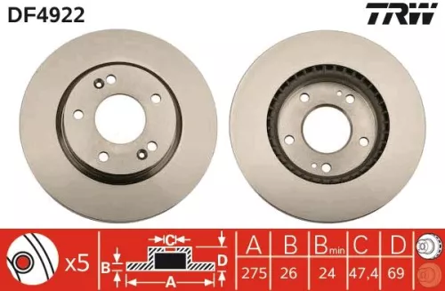 Remschijf TRW DF4922)