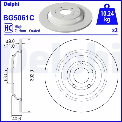 Remschijf DELPHI BG5061C)