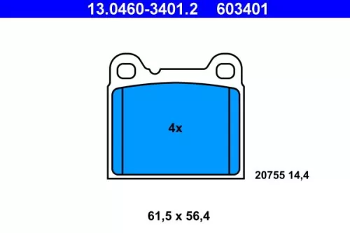 Brake Pad Set, disc brake ATE 13.0460-3401.2)