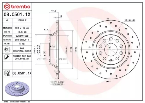 Brake Disc BREMBO 08.C501.1X)