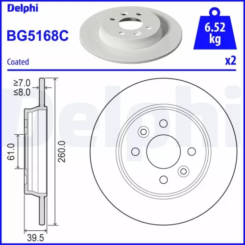 Remschijf DELPHI BG5168C)