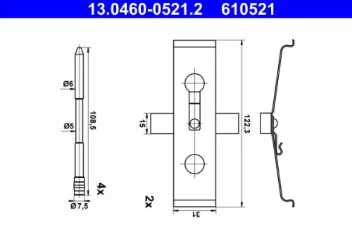 Accessoirekit, schijfremblokken ATE 13.0460-0521.2)