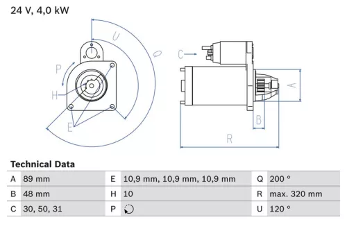 Starter BOSCH 0 986 020 170)