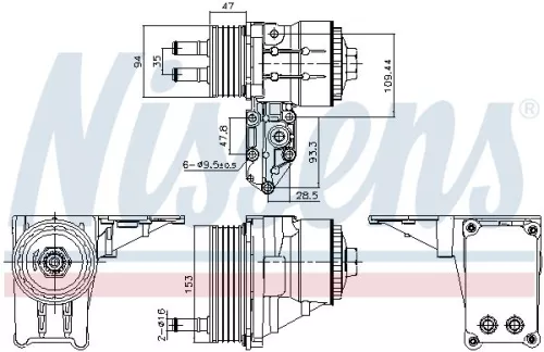 Oil Cooler, engine oil NISSENS 91328)