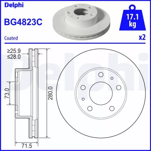 Remschijf DELPHI BG4823C)