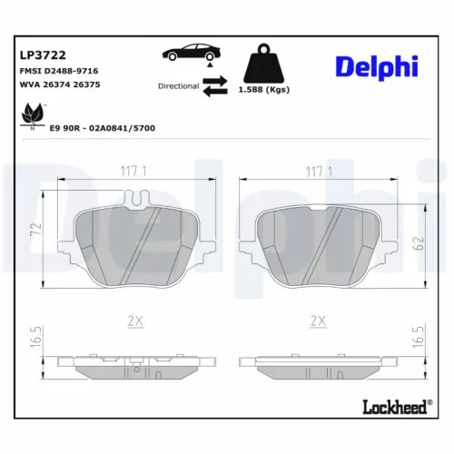 Remblokkenset, schijfrem DELPHI LP3722)