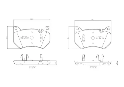Remblokkenset, schijfrem BREMBO P 85 181)