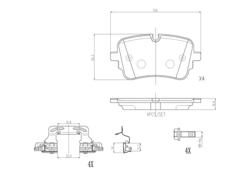 Brake Pad Set, disc brake BREMBO P 85 190)
