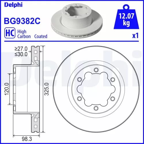 Remschijf DELPHI BG9382C)
