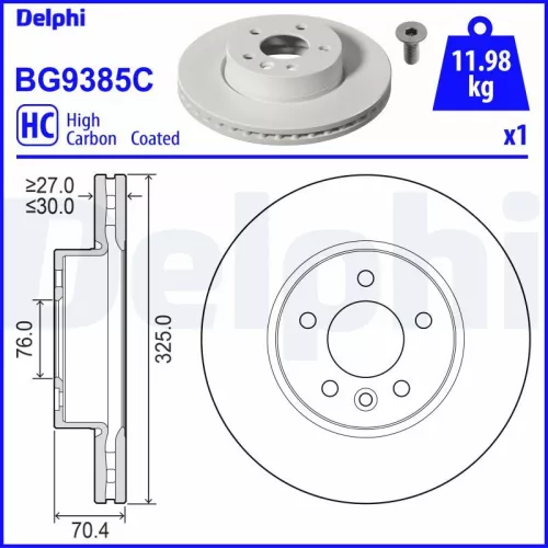 Remschijf DELPHI BG9385C)
