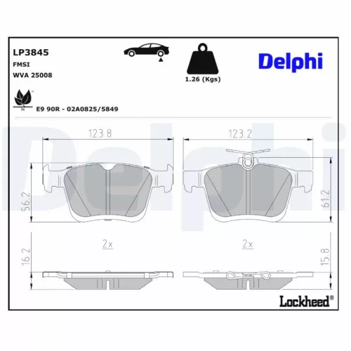 Brake Pad Set, disc brake DELPHI LP3845)