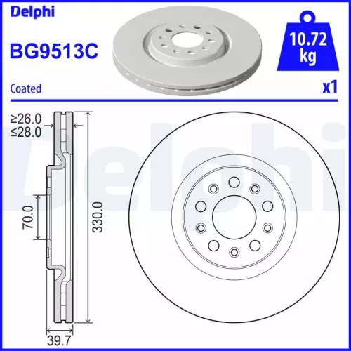 Remschijf DELPHI BG9513C)