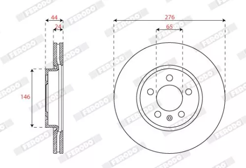 Remschijf FERODO DDF2664C)