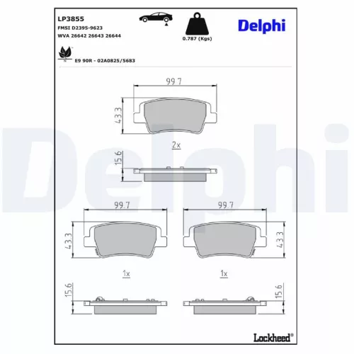 Remblokkenset, schijfrem DELPHI LP3855)