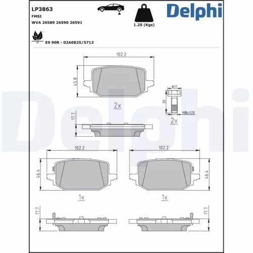 Remblokkenset, schijfrem DELPHI LP3863)