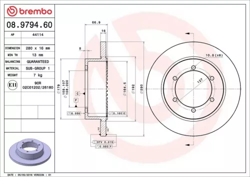 Remschijf BREMBO 08.9794.60)