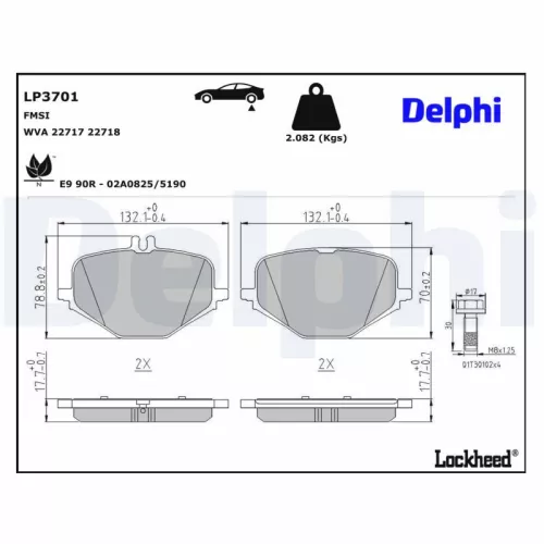 Remblokkenset, schijfrem DELPHI LP3701)